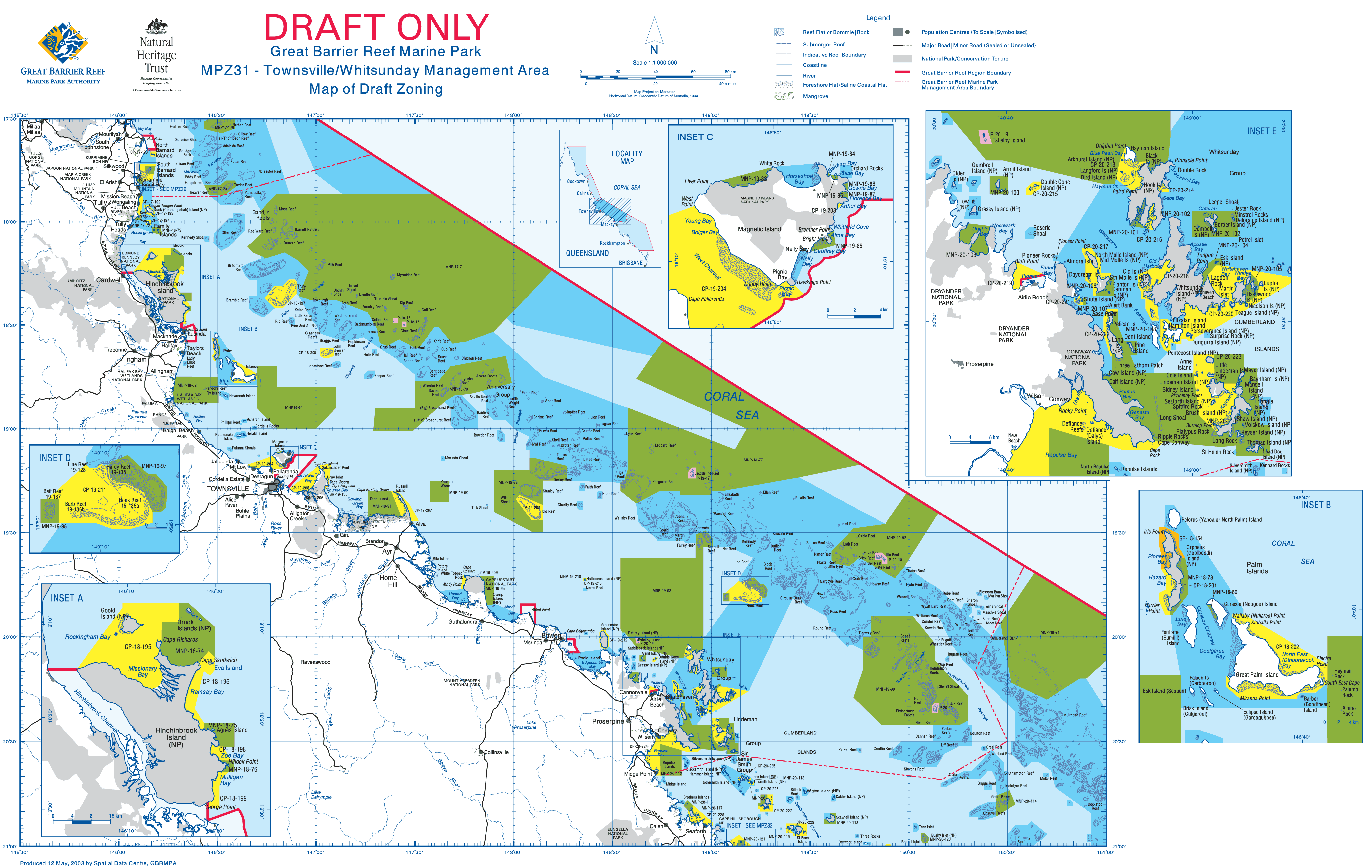 Townsville Whitsunday Management Area Draft Zoning Map