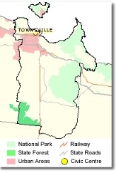 Click here to access Department of Local Government and Planning (Townsville city). Townsville Local Government Area map used with permission of the Department of Local Government and Planning